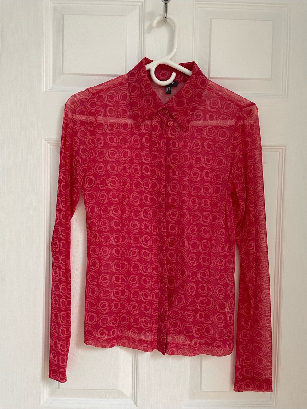 Mexx Red Sheer Button-Down Blouse